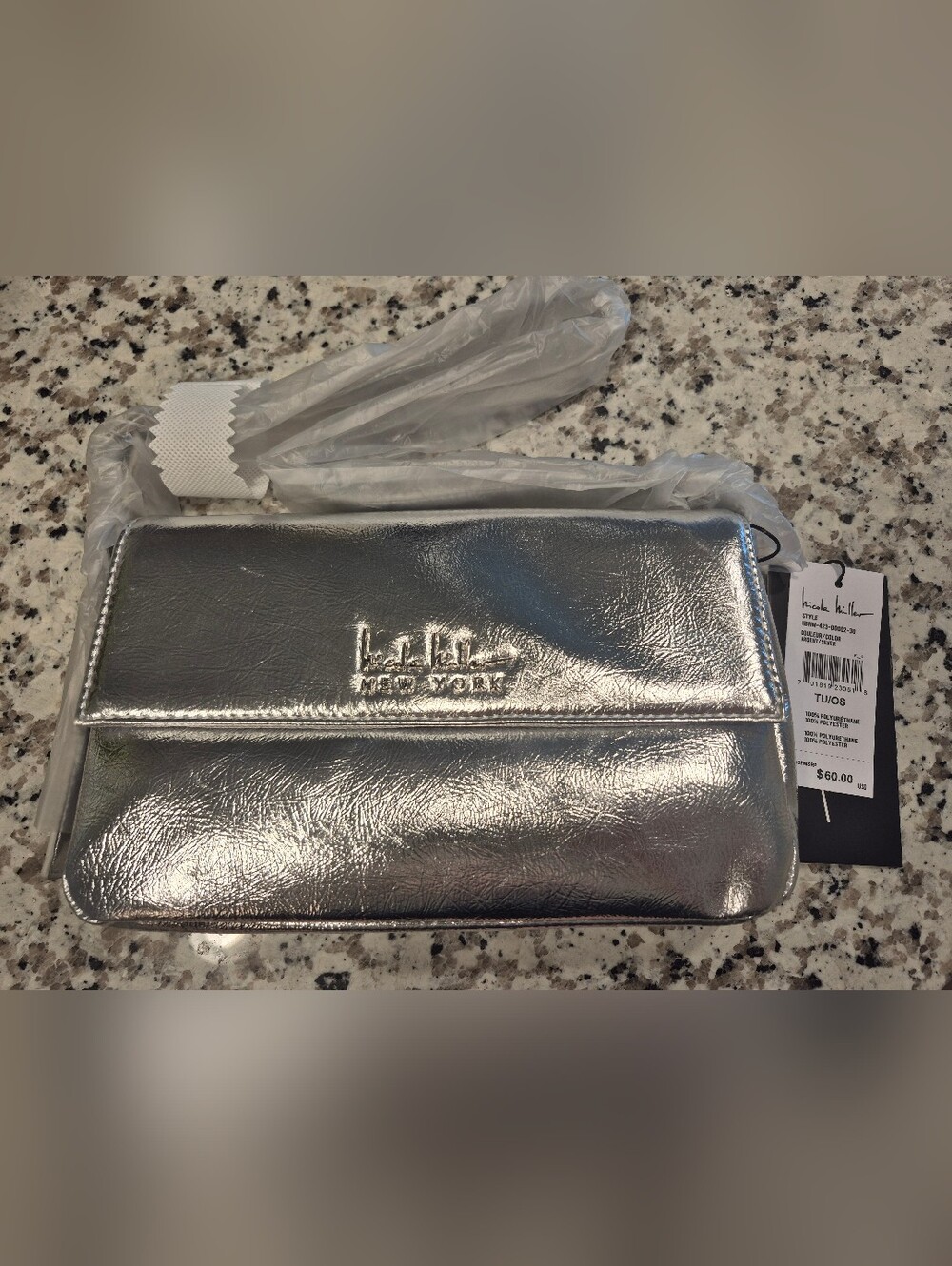 Nicole Miller Metallic Silver Women’s Clutch
